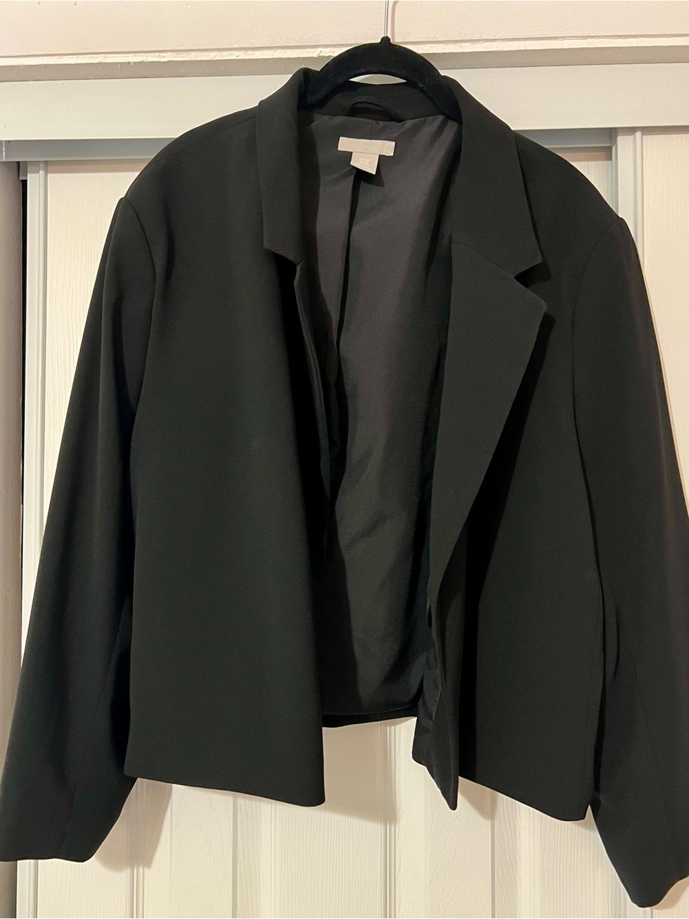 H&MWomen's Black Open-Front Cropped Blazer Jacket